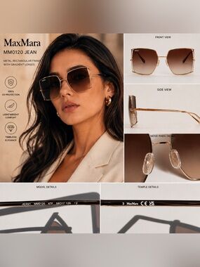 Max Mara Authentic Jean sunglasses in a metal rectangular with gradient lenses✨✨